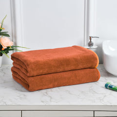 Black Gold The Finer Touch Microfiber Bath Towels 1000 Gsm | Super Absorbent, Lightweight, Ultra-Soft, Fade Resistant (Orange) - Pack Of 2