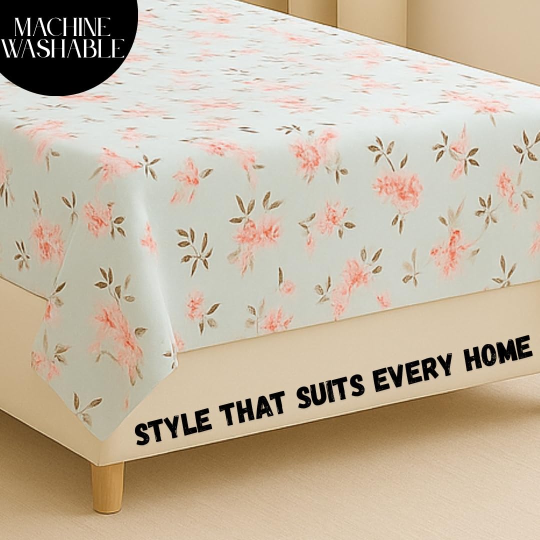Bedsheet For Single Bed With 1 Pillow Cover - Size 90 X 60 Inches, Sky Blue | Soft Touch Cotton Fabric-Comfortable & Durable | Elegant Printed Bedding Set For Daily Use