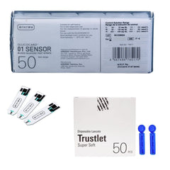 Arkray Glucocard 01 Sensor 50 Test Strips With 50 Lancets For Blood Glucose Monitor