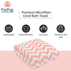 Patpug Coral Microfiber Ultrasoft Comfortable Highly Absorbent Quick Drying Large Bath Towel 350 Gsm (Pink)