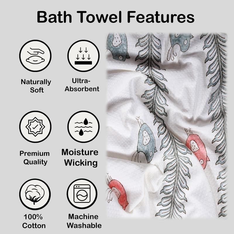 Texstylers 100% Cotton Waffle Weave Bath Towel 1500 Gsm | Soft, Quick Dry, Lightweight & Absorbent Large Size Spa Towel For Bathroom, Gym, Travel (Red Bird) -Pack Of 5