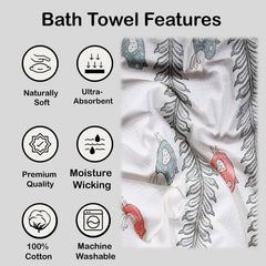 Texstylers 100% Cotton Waffle Weave Bath Towel 1500 Gsm | Soft, Quick Dry, Lightweight & Absorbent Large Size Spa Towel For Bathroom, Gym, Travel (Red Bird) -Pack Of 5