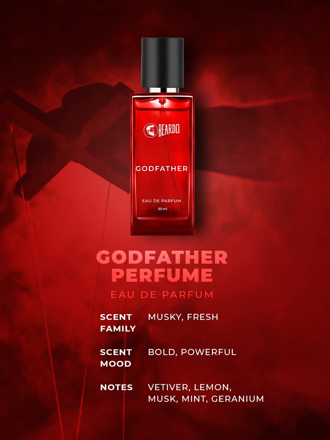 Beardo Godfather Eau De Parfum 50ml 1.6 Fl.oz. | Best Suited For Officewear Perfume | Long Lasting Fragrance