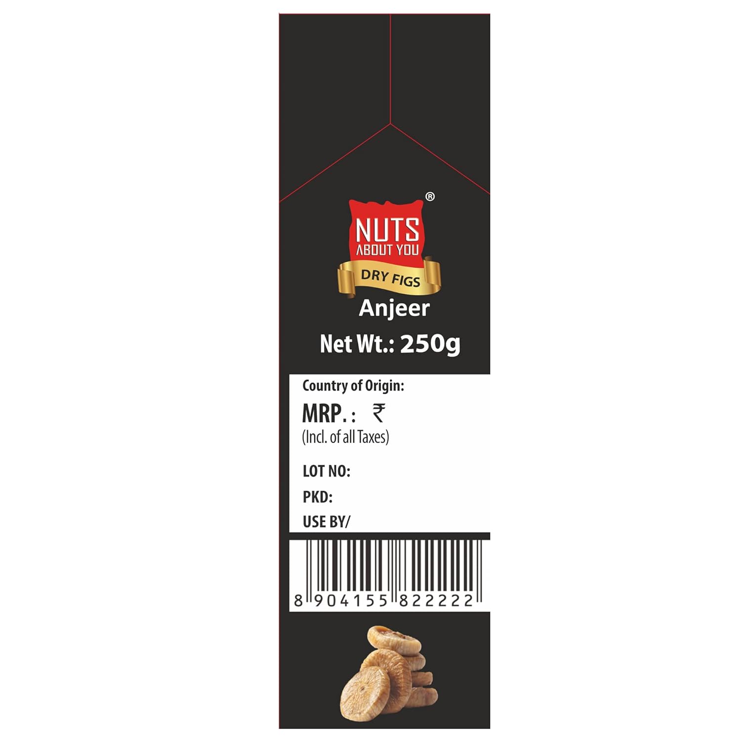 100% Natural Dry Figs Anjeer By Nuts About You 250gm, | Perfect For Snacking | Nutrients & Healthy Fats Are Naturally Gluten Free | 8.8 Ounce