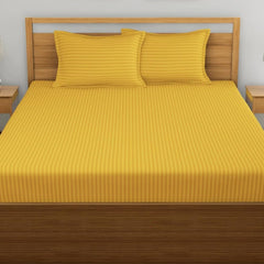 1 Double Bedsheet With 2 Matching Pillow Cover - 90 X 90 Inches, Yellow | Comfort Fabric Bedsheet Home, Hotel & Guest House