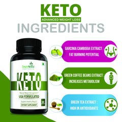 Simply Herbal Keto Weight Management Supplement 800mg With Green Tea, Coffee, Garcinia Cambogia Extract Support Metabolism, Appetite Suppression | 60 Capsules 100gm 0.2lbs