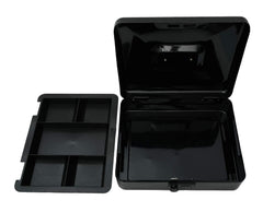 Metal Cash Box With Number Combination Lock, Size - Large, Colour - Black, Material - Iron, Special Feature - Removable Tray