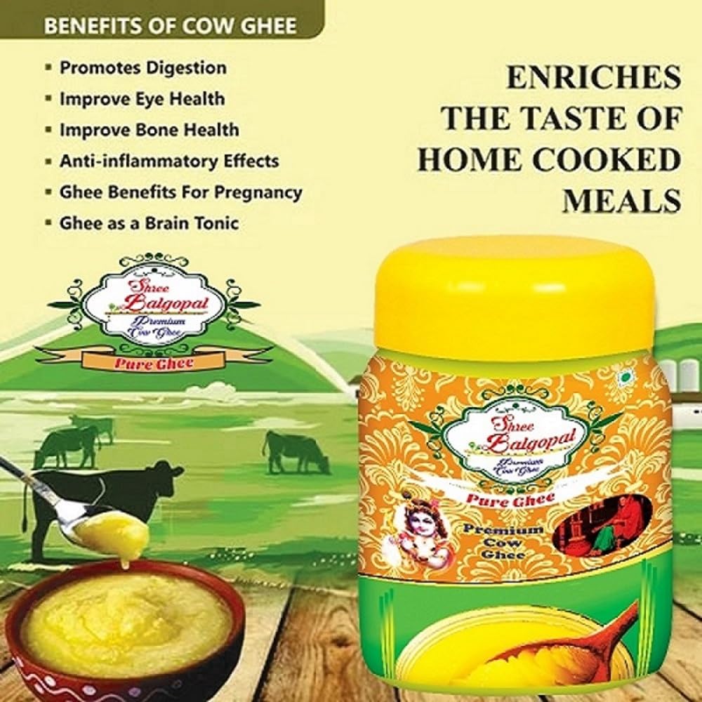 100% Pure Desi Ghee By Shree Balgopal | Rich In Protein & Fiber Healthy Desi Ghee Good For Puja | (1 Litr) 33.8 Ounce | Jar Pack