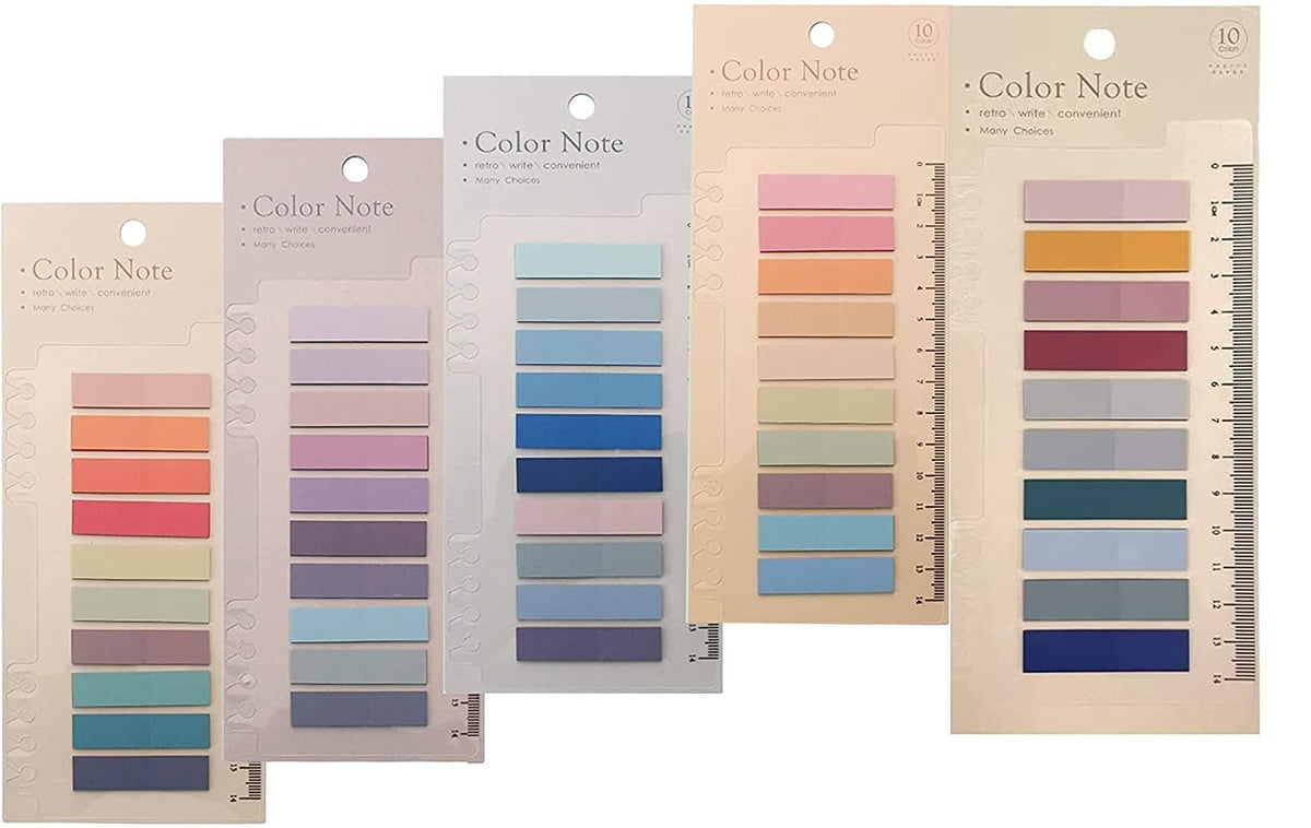 Index Tabs Sticky Notes With Ruler 50 Color Sticky Tabs For Notebook, Books - 5 Packs