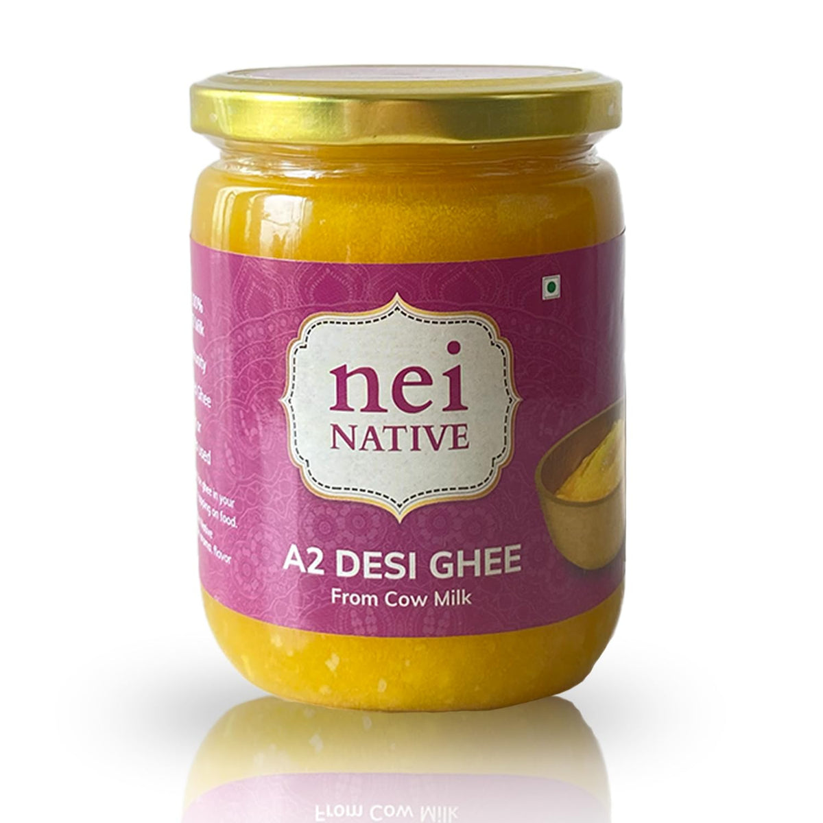 100% Pure A2 Desi Cow Ghee By Nei Native | Rich In Nutrients & Healthy Desi Cow Ghee Perfect For Hair | (500ml) 16.9 Ounce | Jar Pack