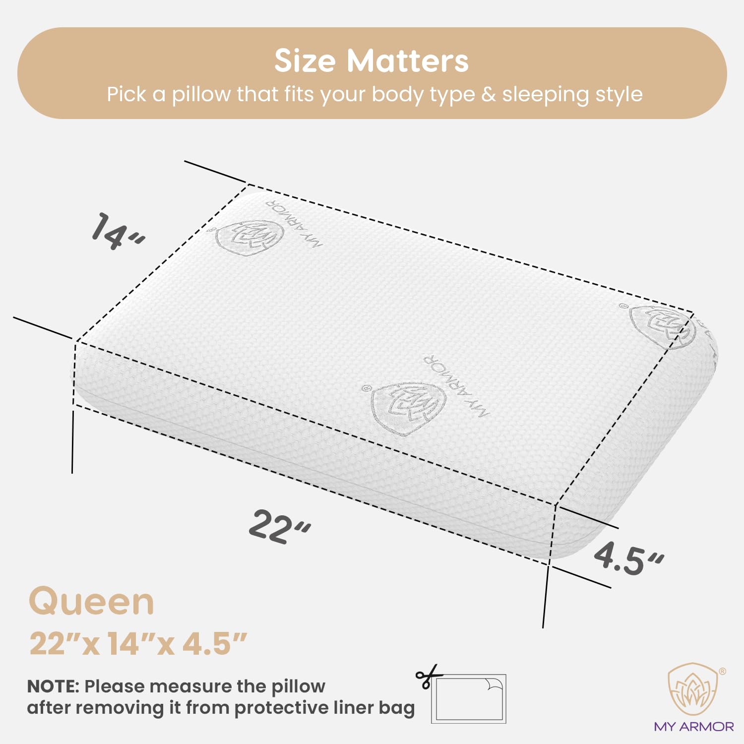 Memory Foam Pillow, Queen Size Orthopedic Pillows, White - 4.5 Inch Thick | For Neck Pain Relief, With Removable Washable Cover, Portable, Neck Support, Cooling, Adjustable - Pack Of 1