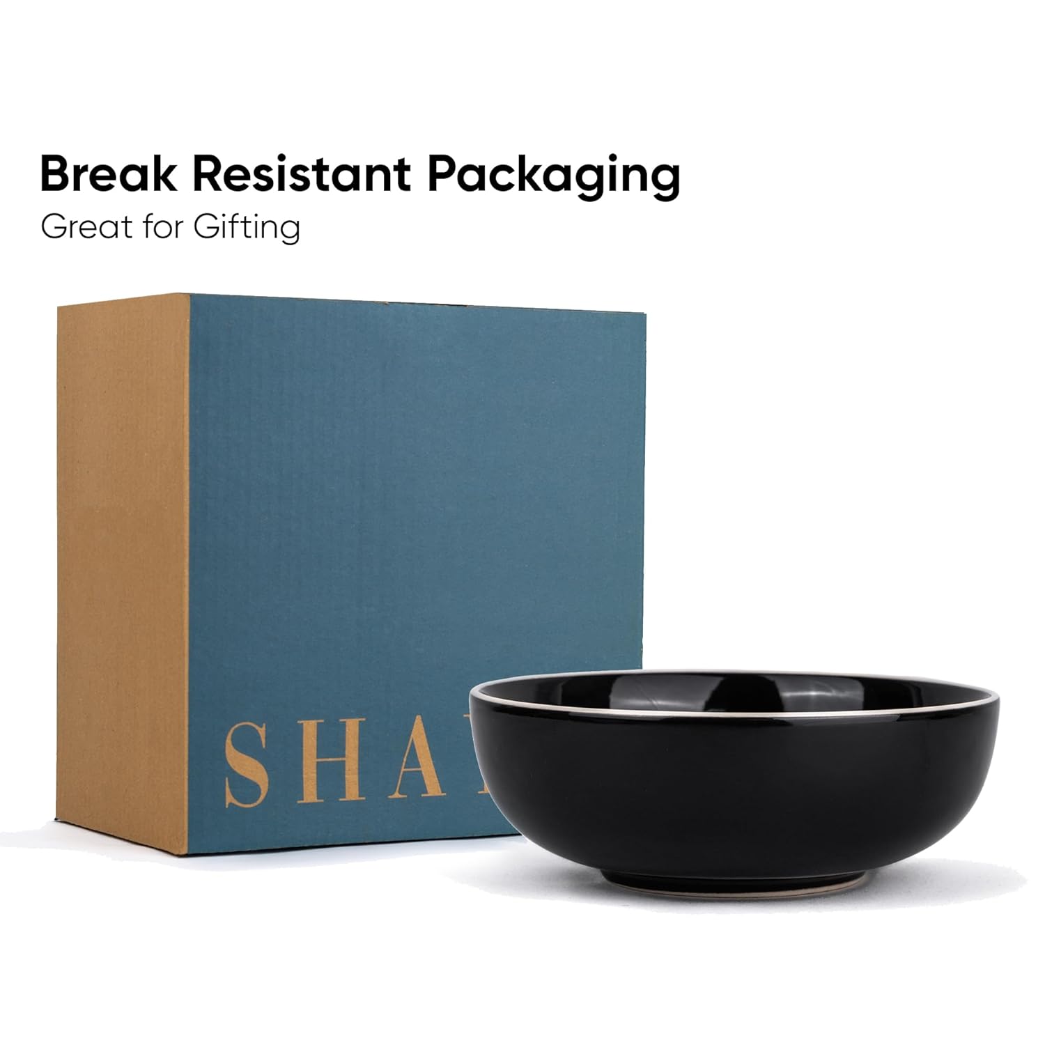 Ceramic Pasta Bowl Set Of 2 Pieces - 18cm, Black, 800ml Each | Stoneware Ceramic Serving Bowls | Pasta Plate - Deep Plate | Ceramic Bowl With Glossy Finish - Pasta Serving Plate