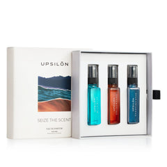 Upsilon Seize The Scent Eau De Parfum For Men 3x 0.27 Fl.oz. | Wild Blue + Golden Sand + Shooting Star | Combo Of Long-Lasting Pocket Perfumes