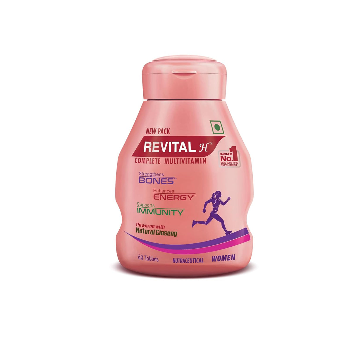 Revital H For Woman With Multivitamins, Calcium, Zinc & Natural Ginseng For Daily Immunity Strong Bones & Enhances Energy Level | 60 Tablets , 100gm 0.2lbs