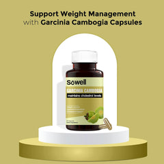 Sowell Garcinia Cambogia Supplement For Maintaining Cholesterol Levels, Natural Weight Management & Appetite Suppressant | 60 Capsules 100gm 0.2lbs