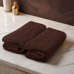 Troveo Super Soft Cotton Hand Towels 400 Gsm | Super Absorbent Multipurpose Hand Towel For Home Gym Workout Traveling Running & Kitchen (Cocoa) - Pack Of 2