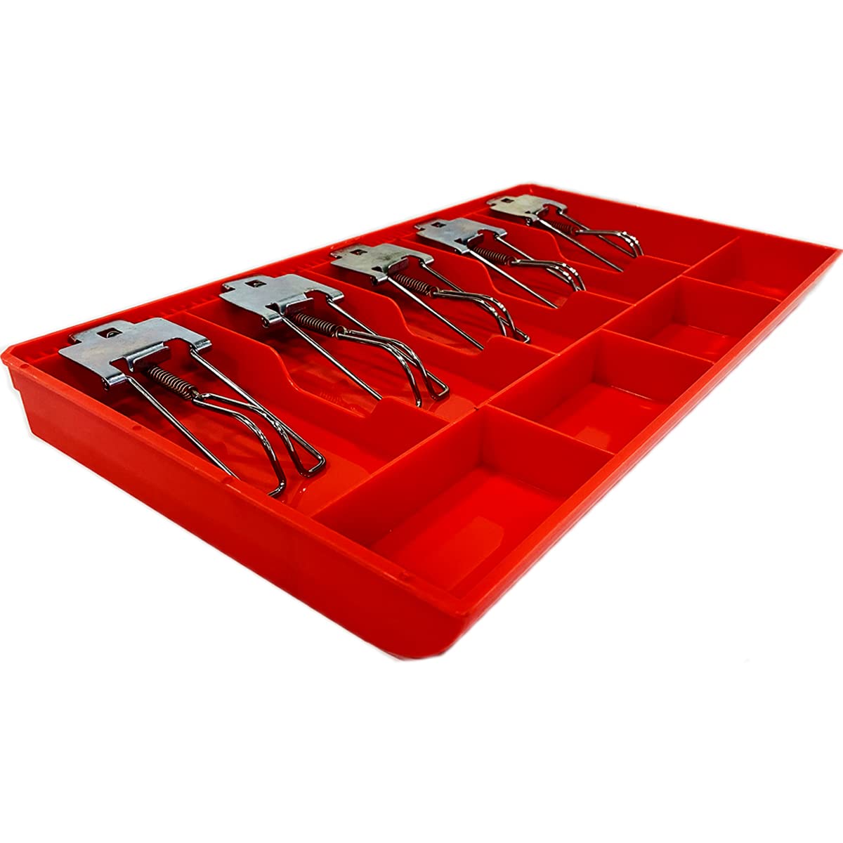 Abs Cash Drawer, 5 Cash & 4 Coin Compartment, Cashier Storage Safe Box, Metal Clip, 40.5 X 24.5x 3.5 Cm, Colour - Red, Material