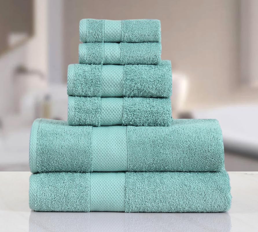 Fash Home International Micro Twist 2 Bath +2 Hand + 2 Face Towel 1200 Gsm | Pack Of 6 (Denim Blue)