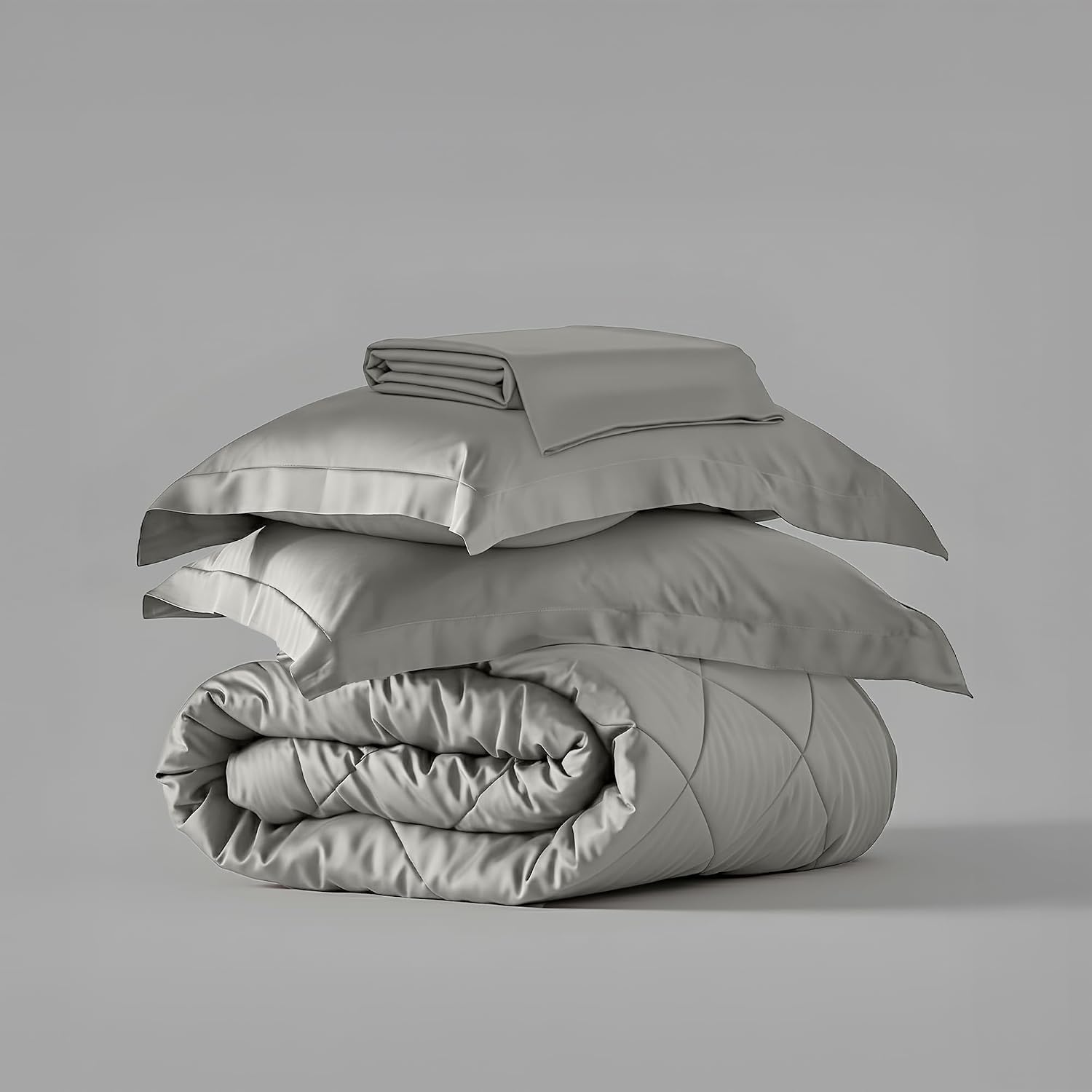 Comforter Set With Double Bedsheet & Pillow Covers - 90 X 100 Inches, Mist Grey | Complete Bedding Set, Ideal Gifts For Couples, Bedroom Home Furnishing, Date Night