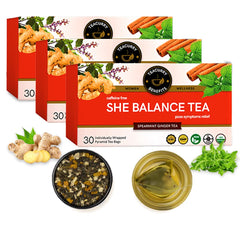 Teacurry Plant Based She Balance Tea - Pack Of 3 X 30 Pyramid Tea Bags | Spearmint Ginger Tea, Relieves In PCOS Symptoms - Infused With Nettle, Lemon, Cinnamon | Gluten Free, Caffeine Free