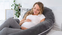 Pregnancy Pillow, Maternity Body Pillow For Sleeping, C Shaped Pillow, Grey - 55 Inch | Full Body Pillow, Pregnancy Pillow For Pregnant Women, Support Belly & Back, Removable Velvet Cover