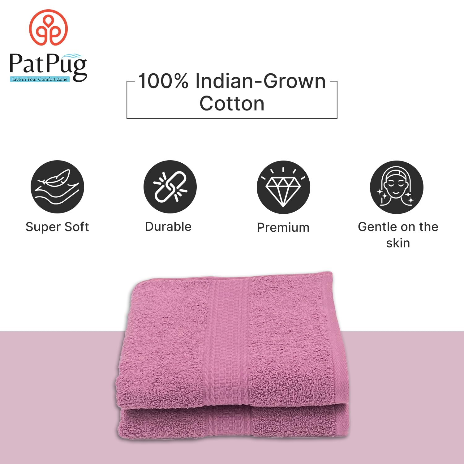 Patpug 100% Indian Ultra Soft Cotton Hand Towel 400 Gsm | For Gym, Workout, Yoga, Wash Basin (Mahogany) - 2 Piece