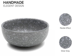 Hand Painted Ceramic Serving Dinner Bowl Set Of 4 - 160ml Each, Silver Grey | Microwave & Dishware Safe - Serving Katori Set