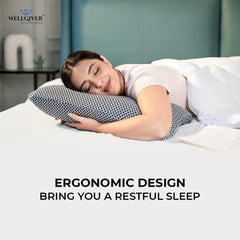Ergonomic Memory Foam Pillow For Neck Pain Relief - 21 X 14 X 4.5 Inch | Orthopedic Pillow For Side, Back Sleeping | For Head Pain Relief, Washable Midnight Blue Cover - Pack Of 2