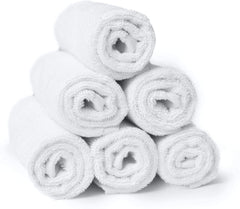 Grgrasp Thread That Bind Relations 100% Cotton Hand Towel 1200 Gsm | Fully Absorvent & Quick Dry Towel (White) - 6 Pcs