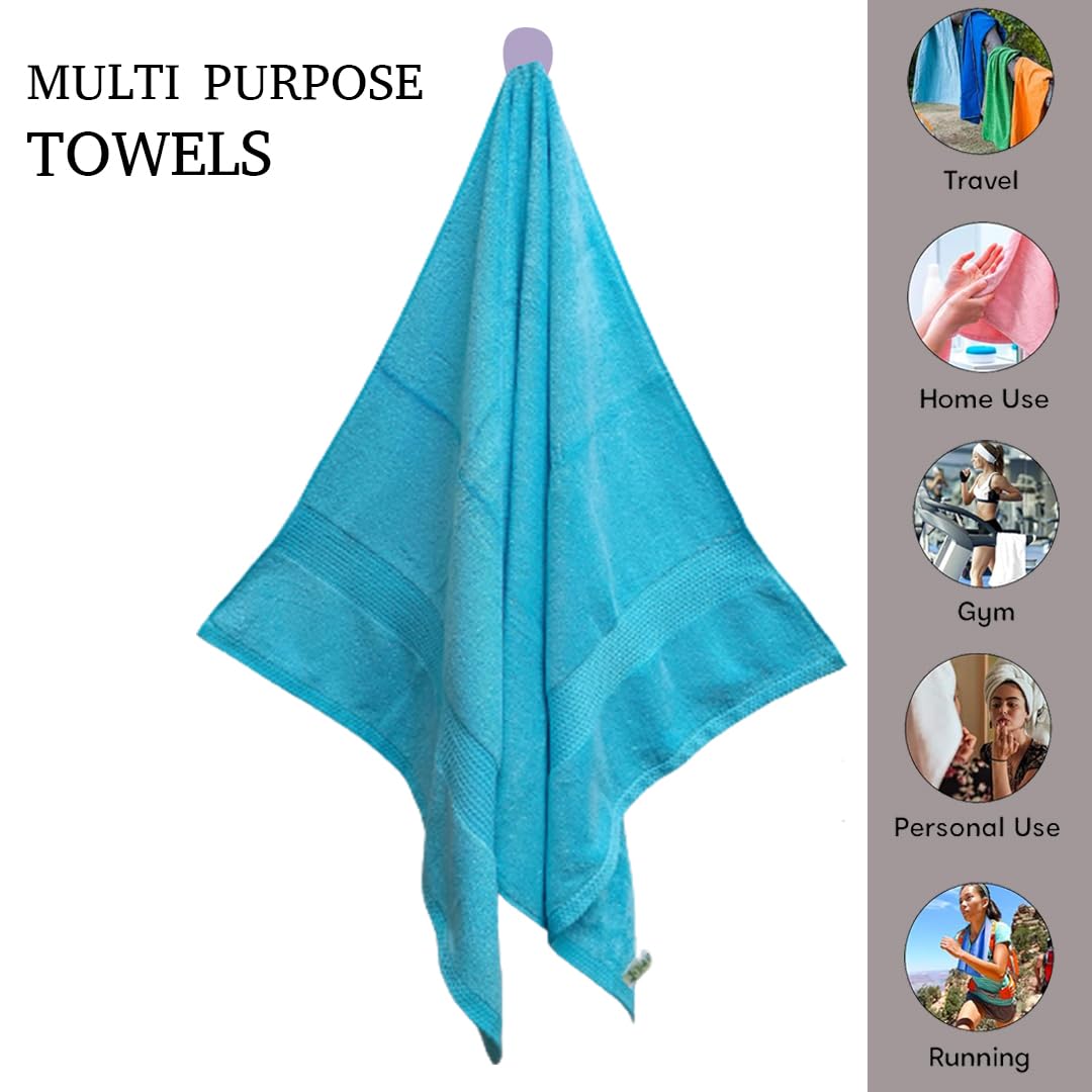 Regency India’S Shizen Export Quality Bamboo Cotton Bath Towels 1200 Gsm (Blue) - Pack Of 2