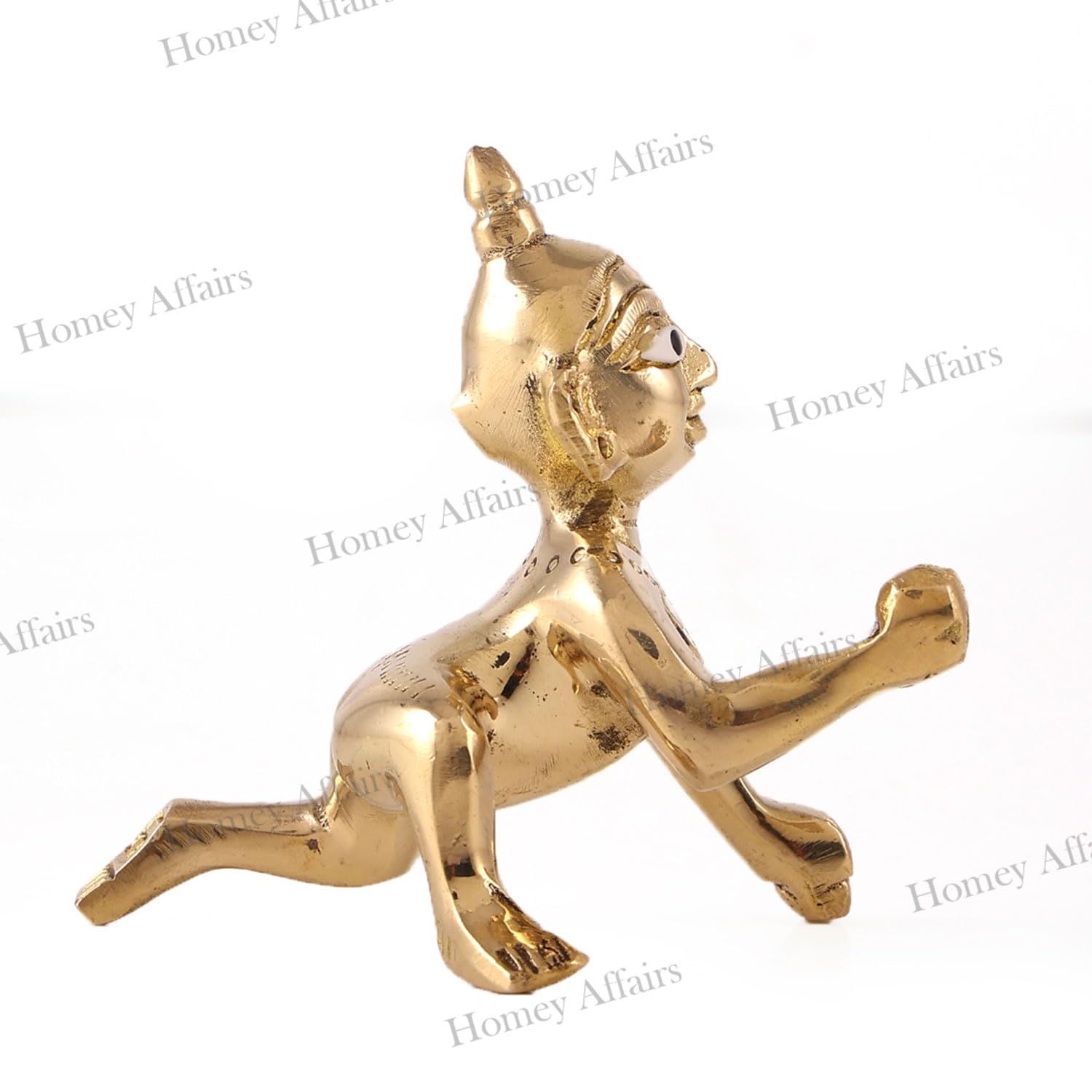 Laddu Gopal Statue, Bal Gopal Ji, Kanha Ji Ki Murti, Gold, Brass, Idol - 6 Cm, Bal Krishna Idol, Small Size & Compact Design, Special Occasions & Festive Celebrations, Lord Krishna Statue