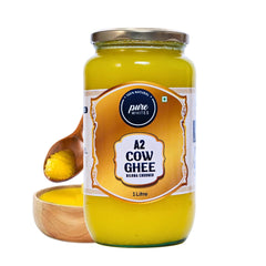 Pure A2 Cow Ghee By Pure Whites | Homemade Organic & Fresh Ghee Prepared Using Traditional Vedic Bilona Method | (1 Litr) 33.8 Ounce | Jar Pack