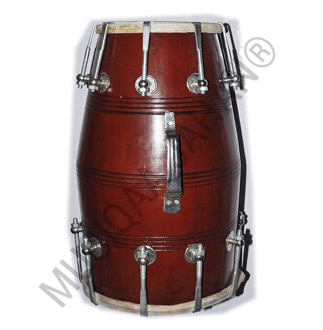 Sheesham Wooden Handmade Dholak With Bag - Nickel Plated Bolts & Nuts Used Goat Skin | Dholak For Festivals, Wedding, Satsang - Very Easy To Tune