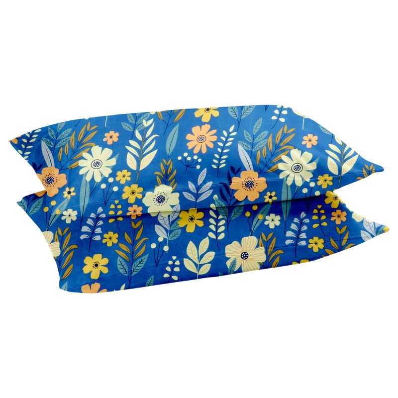Pure Cotton Super King Size Bedsheets With 2 Large Pillow Covers | 108 X 108 Inches, Blue - Kingston Collections 100% Cotton Luxury Soft Sheets