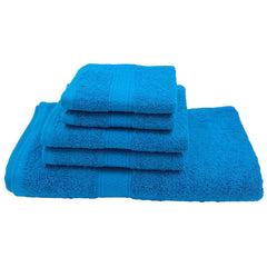 Patpug 100% Indian Cotton Plush Towel Set 1200 Gsm | Highly Absorbent, Fade Resistant, Quick Drying (Turquoise Blue) - 5 Piece