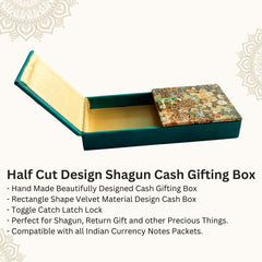 Decorative Shagun Cash Gift Box For Money Gaddi, Gifting Shagun Wedding Occasion, Jewellery | Colour - Sea Green, Set Of 1, Half Cut Design Rectangle Shape