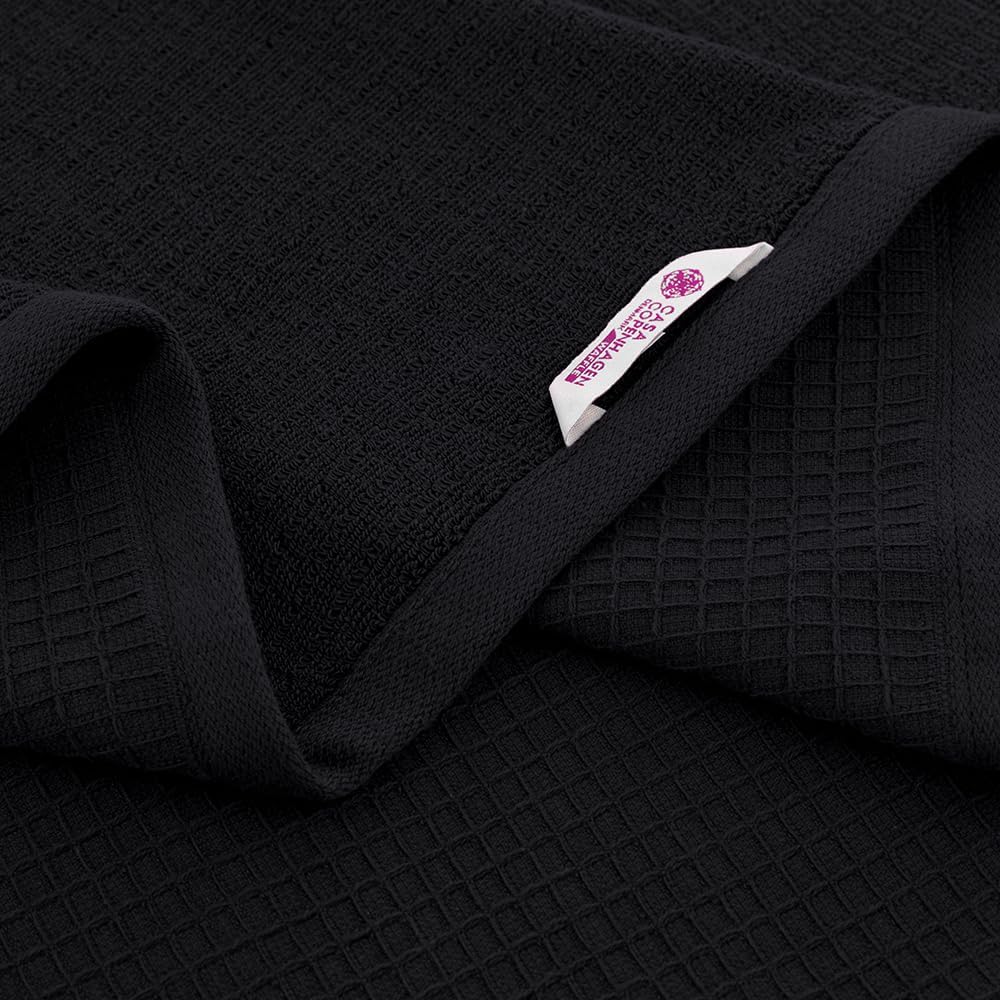 Casa Copenhagen Egyptian Cotton Waffle Large Size Bath Towel 500 Gsm (Black)