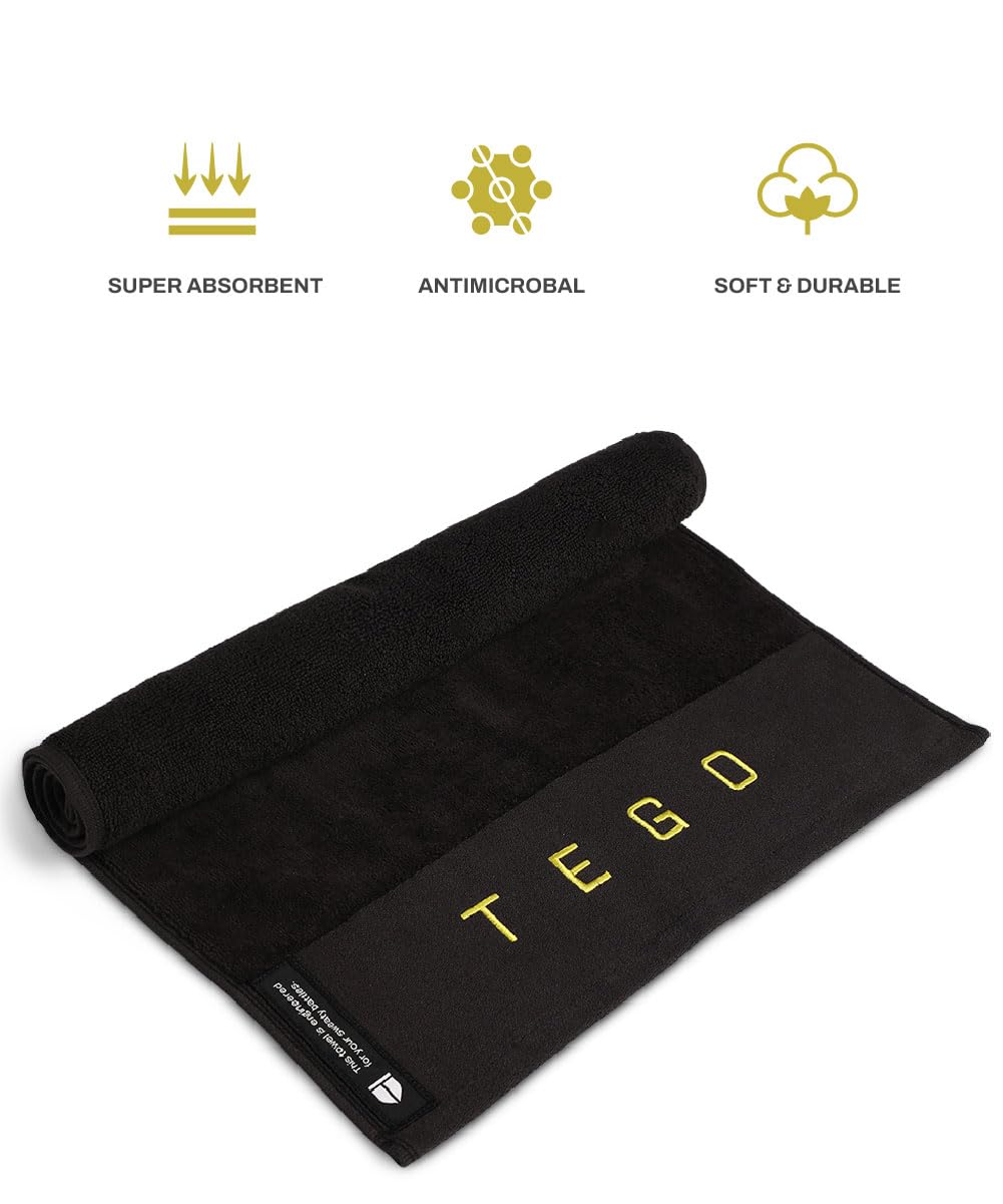 Tego Cotton Performance Sports Towel 100 Gsm - Gym, Work Out, Fitness Towel (Black)