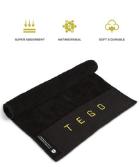 Tego Cotton Performance Sports Towel 100 Gsm - Gym, Work Out, Fitness Towel (Black)