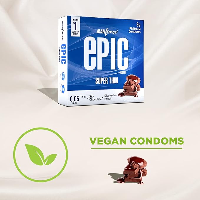 Manforce Epic Desire Super Thin For Men Silk Chocolate Flavour Condom (3 Sheets) X Pack Of 2
