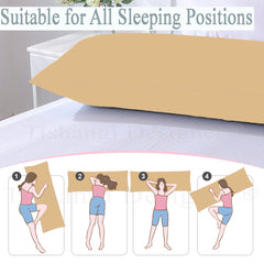 Soft Microfiber Hug Pillow For Sleeping, Full Body Pillow, Beige - 54 X 18 Inch | For Pregnant Women Cushion, Long Pillow, Maternity Support, Large Bed Pillows With Cover, Multipurpose Use