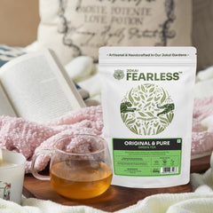 Fearless Original & Pure Green Tea With Silver Tips - 250gm, 8.8 Ounce, Makes 150+ Cups | Single Estate Jokai Non Bitter Assam Tea - Caffeine Free Natural Loose Leaves
