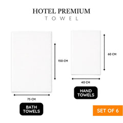 Labham 100% Cotton 2 Bath & 4 Hand Towel 1800 Gsm | Ultra-Soft Super Absorbent & Quick Dry Bath, Hand Towel (White) - Pack Of 6