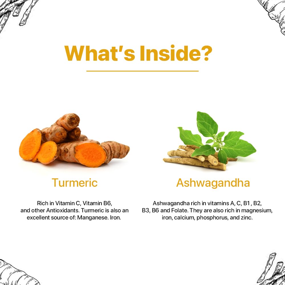 Blue Tea Turmeric Ashwagandha Herbal Tea - 100gm Zipper Pack, 3.5 Ounce, 100 Cups | Supports Immune System & Overall Health - Caffeine Free, Non-GMO, Gluten Free