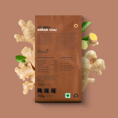 OT India Adrak Chai + Masala Chai - Pack Of 2 X 250gm, 8.8 Ounce Each | Ginger Tea & Premium Mix Of 7 Spices Tea - Strong, Natural & Aromatic Flavor | Caffeine Free