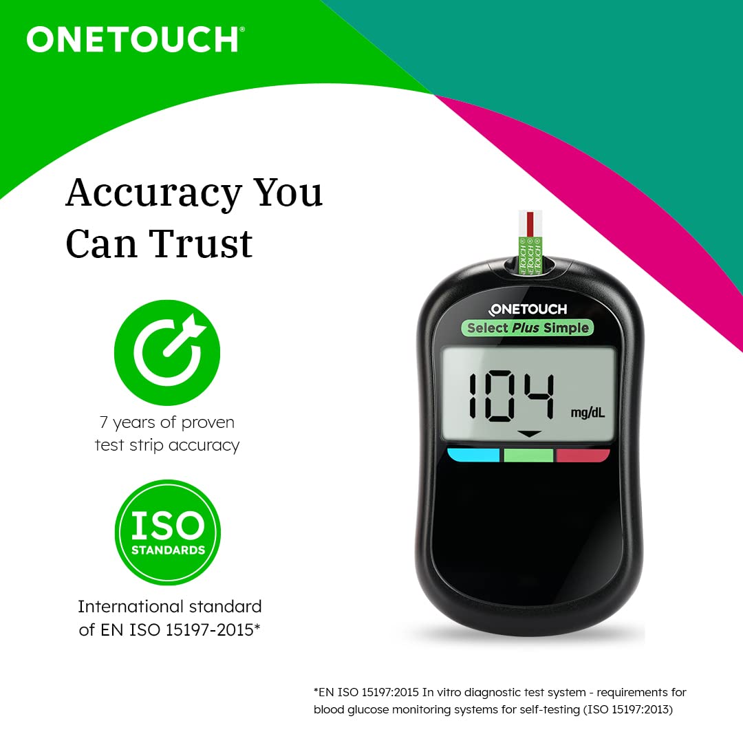 OneTouch Select Plus Test Strips - Pack of 25 Strips | Blood Sugar Test Machine Testing Strips | Global Iconic Brand | For use with OneTouch Select Plus Simple Glucometer