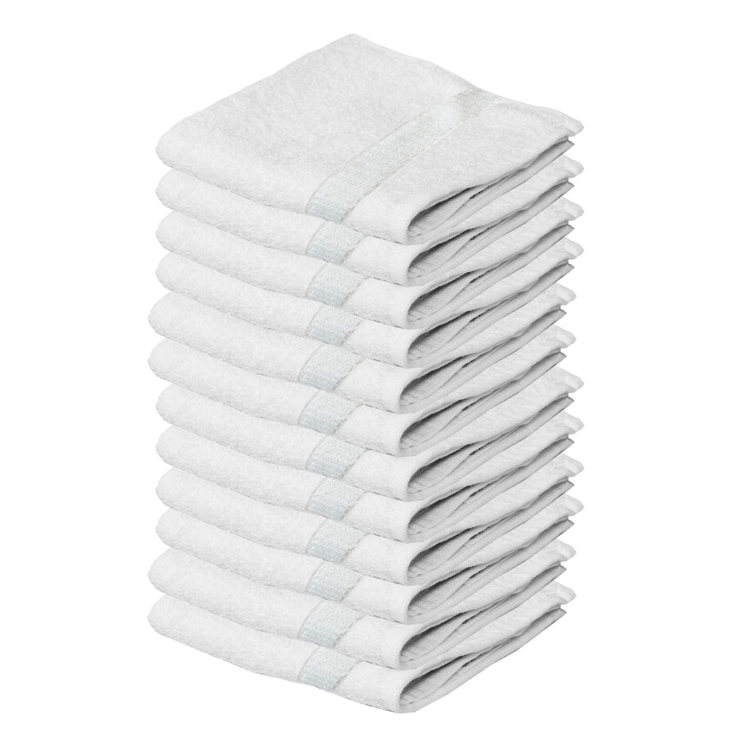 Kuber Industries Cotton Face Towel 400 Gsm Large Size | Multiuses Dot Printed Soft Cotton Face Towel (White)- Pack Of 12