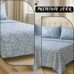 Microfiber 4 Pcs Bedding Set For King Size 1 Fitted Bedsheet With 1 Flat Top Sheet + 2 Pillow Covers | 78x72 Inches, White & Grey | Perfect Combination For A Stylish Bedsheet