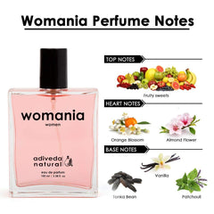 Adiveda Natural Womania Eau De Parfum  Fruity & Floral 100ml 3.38 Fl.oz. | Ideal For Every Occasion For Women