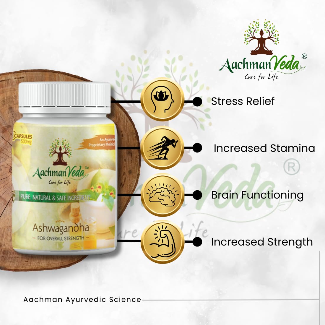 Achman Veda Ashwagandha Tablets 500mg, Boost Energy, Strength & Stamina Helps Anxiety & Stress Relief For Men & Women | 60 Capsules 100gm 0.2lbs Each Pack Of 2